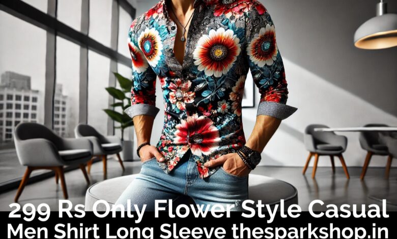 299 Rs Only Flower Style Casual Men Shirt Long Sleeve Thesparkshop.in